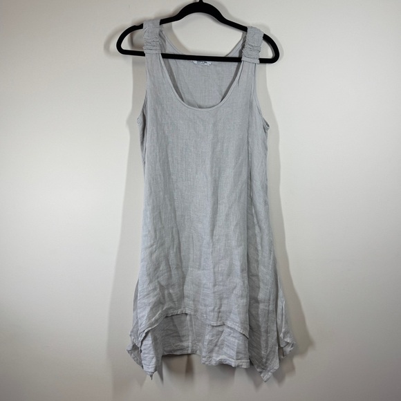 Banana Blue Gray Linen Asymmetrical Tank Dress Made in Australia Size S - Picture 2 of 16